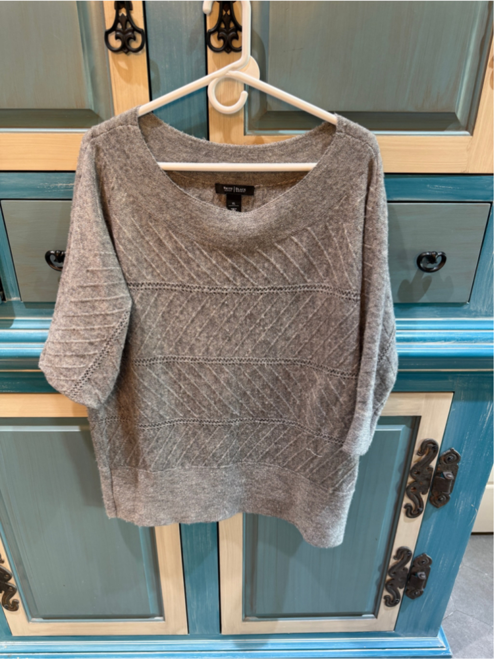 Women's White House Black Market Gray Boat Neck Pullover Sweater XL